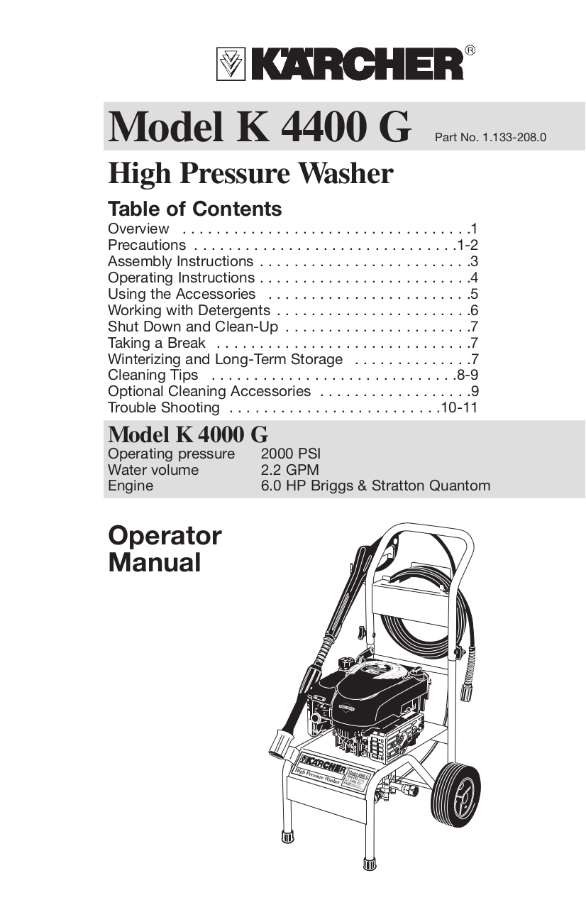 PDF manual for Karcher Other G 4000 OH Pressure Washers